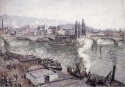 Camille Pissarro, The Stone bridge in Rouen,dull weather